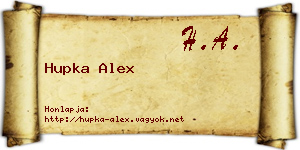Hupka Alex névjegykártya